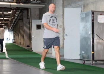 Paul Goldschmidt arriving to camp this morning as pitchers and catchers reported to spring training on Feb. 11, 2026 at Steinbrenner Field.