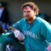Seattle Mariners infielder Josh Naylor in the dugout during a spring training game.