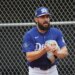 Los Angeles Dodgers pitcher Alex Vesia in uniform at spring training.