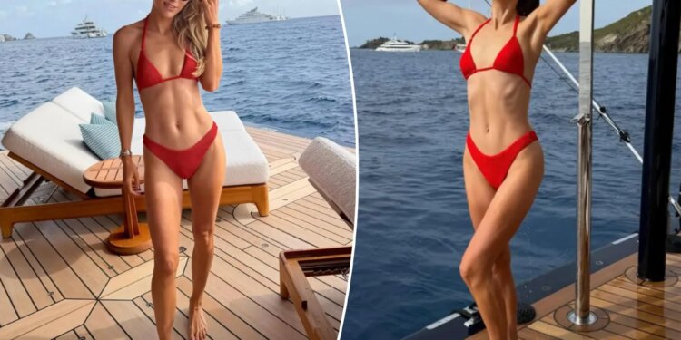 Caroline Wozniacki sizzles in red bikini aboard a yacht in new photos
