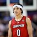Louisville Cardinals guard Mikel Brown Jr. (0) looks on during the second half.