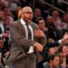 New York Knicks head coach David Fizdale reacts to a call during the game.