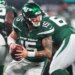 New York Jets quarterback Chris Streveler (15) looks to pass the ball during the second half against the Atlanta Falcons.