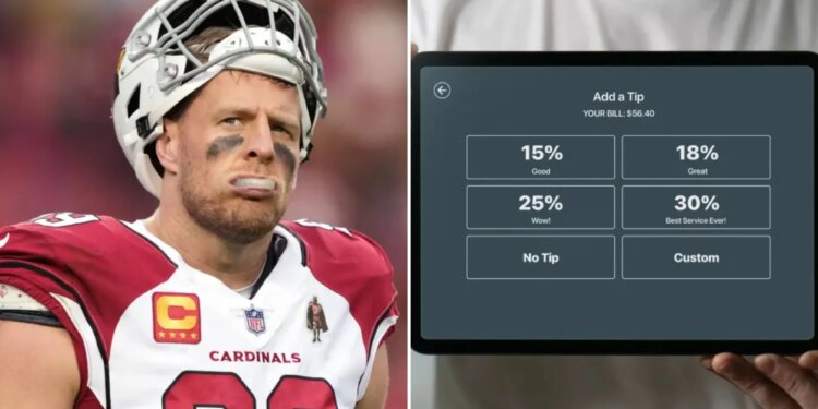 Former NFL star JJ Watt sparks debate over tipping at self-service restaurants