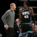 Memphis Grizzlies head coach Tuomas Iisalo talks with forward GG Jackson (45) during the third quarter against the Houston Rockets at FedExForum. Mandatory