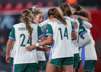 Melissa Kossler (25) celebrates with teammates after scoring a goal in second half of Denver Summit's 2-0 win over Gotham FC on March 25, 2026 at Sports Illustrated Stadium.