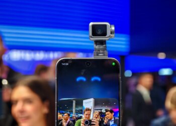 Photo of Honor Robot Phone’s gimbal camera at MWC 2026