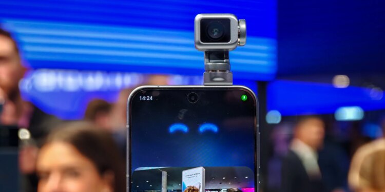 Photo of Honor Robot Phone’s gimbal camera at MWC 2026