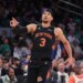 New York Knicks guard Josh Hart #3 reacts on the court.