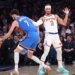 Josh Hart defends against Chet Holmgren during the Knicks' 103-100 loss to the Thunder at the Garden on March 4, 2026.