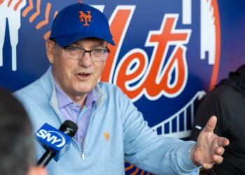 New York Mets owner Steve Cohen speaks to the media during Spring Training at Clover Field, Monday, Feb. 16, 2026, in Port St. Lucie