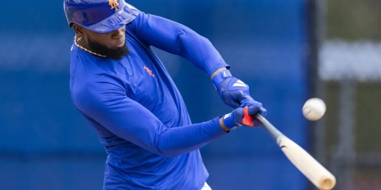 Luis Robert Jr., taking batting practice earlier in spring training, belted a homer in a minor league game on the back field in Port St. Lucie on March 6, 2026.