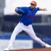 Sean Manaea, pitching earlier in spring training, threw four no-hit innings in the Mets' 5-5 tie against the Marlins on March 17, 2026.