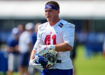 New York Giants linebacker Micah McFadden (41) in practice.