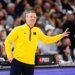 Michigan Wolverines head coach Dusty May gestures during a game.