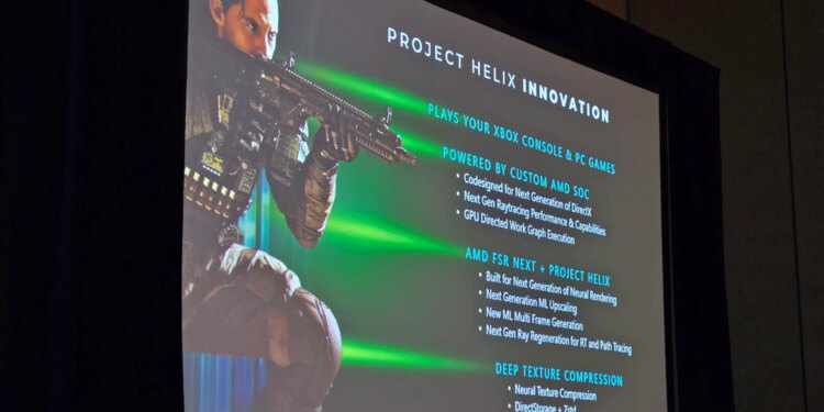 A slide showing details about Xbox’s Project Helix console.