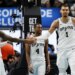 San Antonio Spurs guard Devin Vassell, left, celebrates with forward Victor Wembanyama (1) after scoring against the Detroit Pistons during the second half of an NBA basketball game Monday, Feb. 23, 2026, in Detroit.