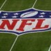 The NFL logo is seen before the NFL Super Bowl 57 football game Sunday, Feb. 12, 2023, in Glendale, Ariz.