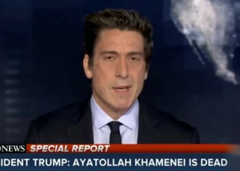 ABC's David Muir interrupts the Flyers-Bruins broadcast to report on the death of Iran's Ayatollah Ali Khamenei on Feb. 28, 2026.