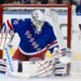 Mar 29, 2026; New York, New York, USA; New York Rangers goaltender Igor Shesterkin (31) watches the puck go wide of the net against the Florida Panthers during the second period at Madison Square Garden. Mandatory Credit: Dennis Schneidler-Imagn Images