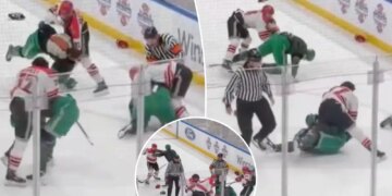NYPD, FDNY hockey players brawl during rivalry game at UBS Arena