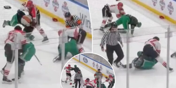 NYPD, FDNY hockey players brawl during rivalry game at UBS Arena