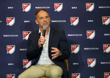 Philadelphia Union sporting director Ernst Tanner speaking at a press conference.