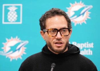 Miami Dolphins head coach Mike McDaniel responds to a question during a news conference.