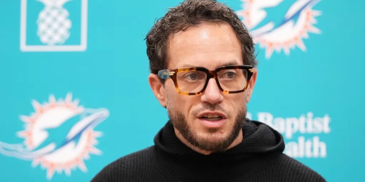 Miami Dolphins head coach Mike McDaniel responds to a question during a news conference.