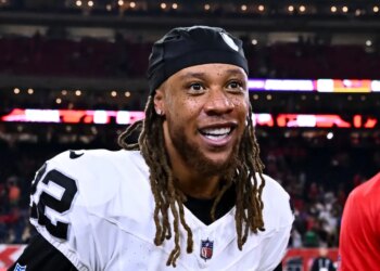 Las Vegas Raiders cornerback Eric Stokes smiles.