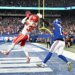 Kansas City Chiefs cornerback Jaylen Watson intercepts a pass intended for New York Giants wide receiver Malik Nabers.