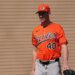 Baltimore Orioles' pitcher Chris Bassitt works out during spring training.