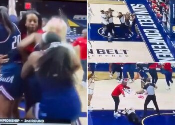 Referee knocked out in wild South Alabama-Coastal Carolina brawl