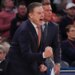 Rick Pitino yells out instructions during St. John's 82-79 win over Georgetown at the Garden on March 3, 2026.