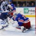 Dylan Garand #33 of the New York Rangers defends the net during the second period when the New York Rangers played the Winnipeg Jets Sunday, March 22, 2026 at Madison Square Garden in Manhattan, NY.