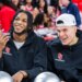St. John's Red Storm Forward Zuby Ejiofor and Guard Dylan Darling watching the NCAA Men’s Basketball Tournament Selection Show.