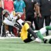 Steelers tight end Jonnu Smith (81) is tackled during the second quarter of the Jets and Pittsburgh Steelers game in East Rutherford, NJ.