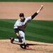 Detroit Tigers pitcher Tarik Skubal (29) throws a baseball from the mound.