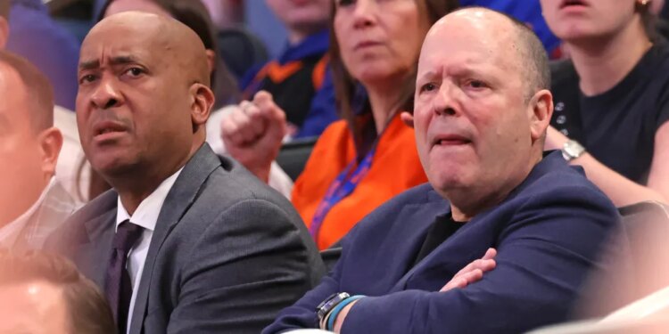 World Wide Wes and New York Knicks president Leon Rose watching the game.