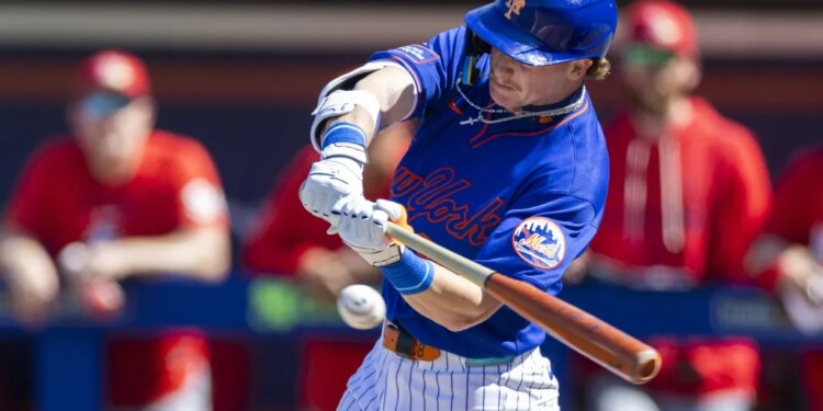 Highly touted prospect Carson Benging, ripping a single during a game in late February, belted his first homer of the spring in the Mets' 5-2  exhibition win over Israel on March 4, 2026 in Port St. Lucie.