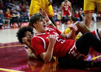 Nebraska's Braden Frager and USC's Chad Baker-Mazara