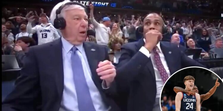 Watch Bill Raftery, Grant Hill react to UConn's game-winning shot