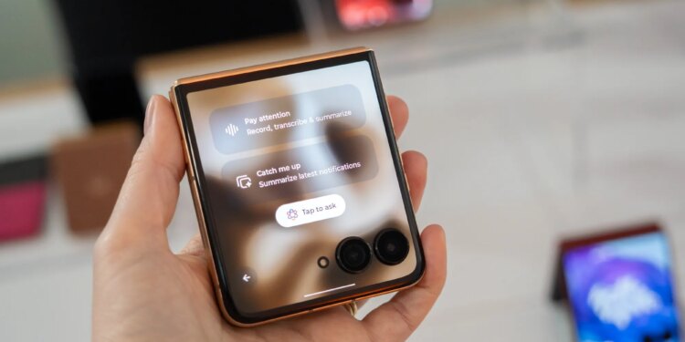 Moto AI options on Motorola Razr Ultra cover screen.