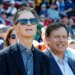Red Sox owners John Henry and Tom Werner at a baseball game.