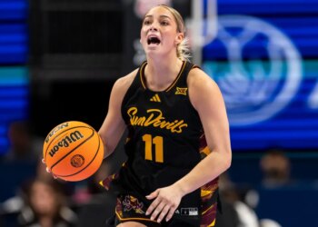 Arizona State guard Marley Washenitz (11) brings the ball up court.