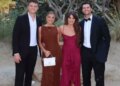 (L-R) Zach Wilson and his wife Nicolette Wilson, and Jarrett Stidham and his wife Kennedy Stidham  attended the wedding of CJ Uzomah and his now wife, Yasmin Uzomah, in San José del Cabo in March 2026.