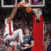 Zuby Ejiofor, who had a triple double, slams home a dunk during St. John's 89-57 blowout win over Villanova at the Garden on Feb. 28, 2026.