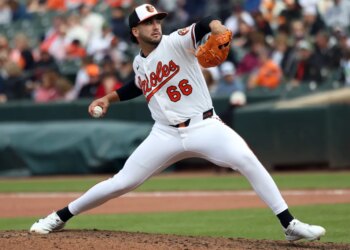 Baltimore Orioles pitcher Anthony Nunez (66) throws during the seventh inning.