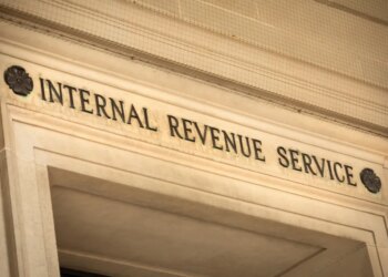 Signage for the IRS tax building in Washington D.C.