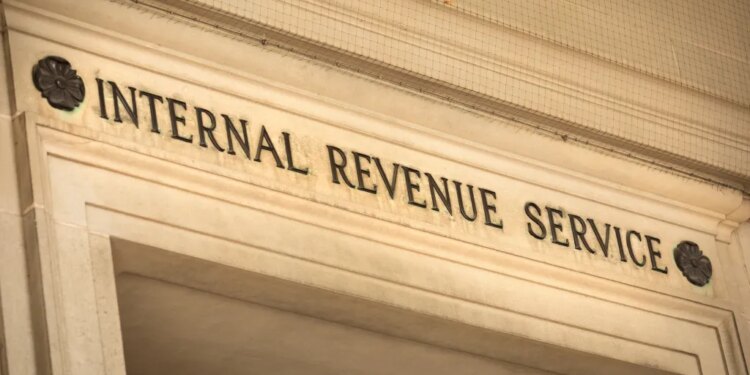 Signage for the IRS tax building in Washington D.C.